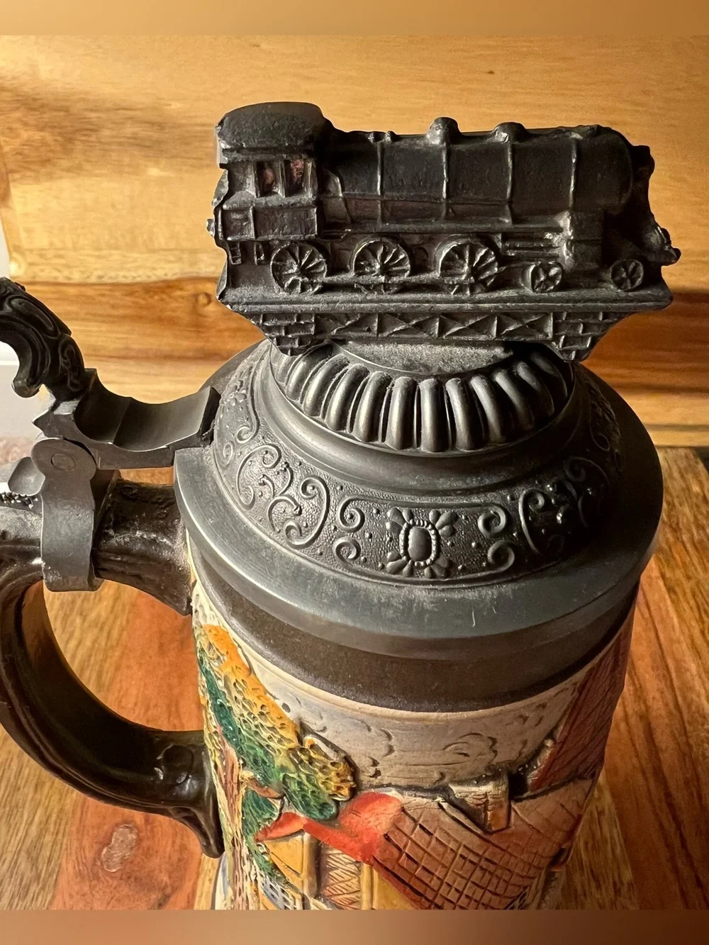 Armin Bay Ltd Ed German Beer Stein #576/5000 95% Pewter Locomotive Lid
